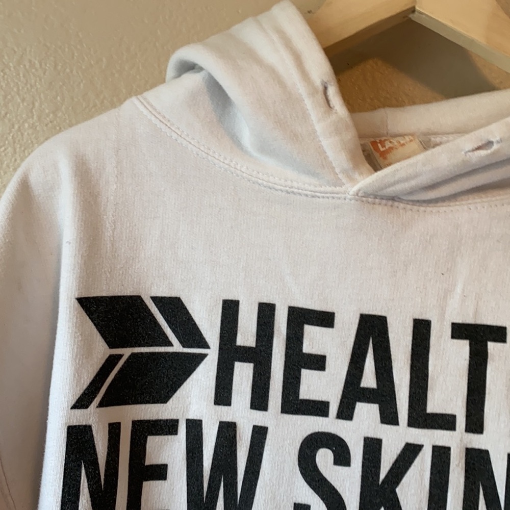 Healthy is the New Skinny White Hoodie sz L - Picture 5 of 8